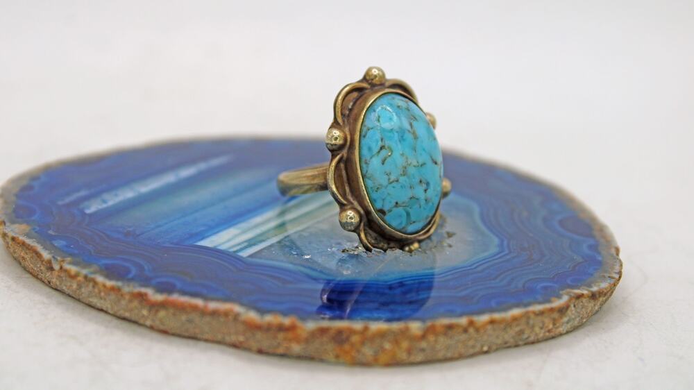 EON TIZ Taxco Alpaca Silver Marbled Glass Ring
